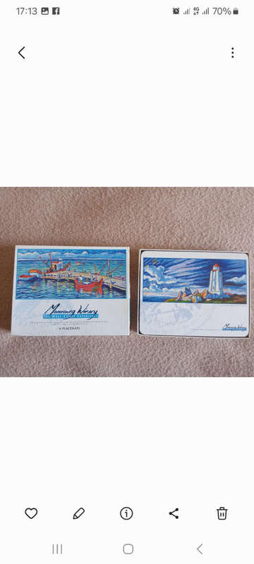A beautiful set of 6 West Coast placemats by well known SA artist Patrick Cordingley