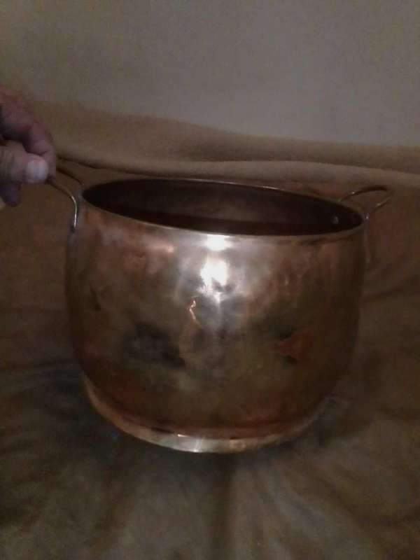 Large pure copper pot with copper handles