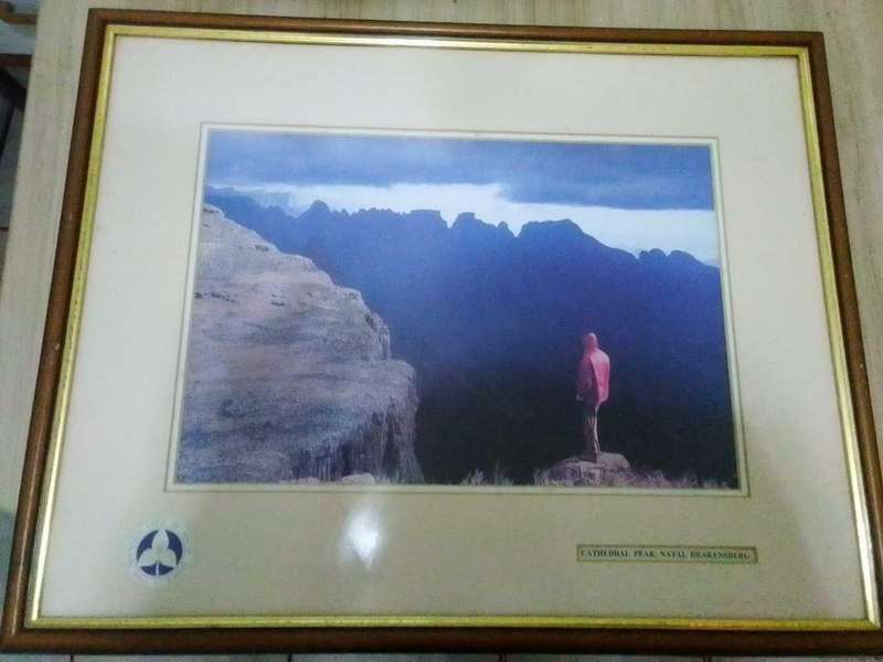 3 MOUNTAINEERING AND CLIMBING BOOKS and 2 SA MOUNTAIN PHOTOS IN FRAMES