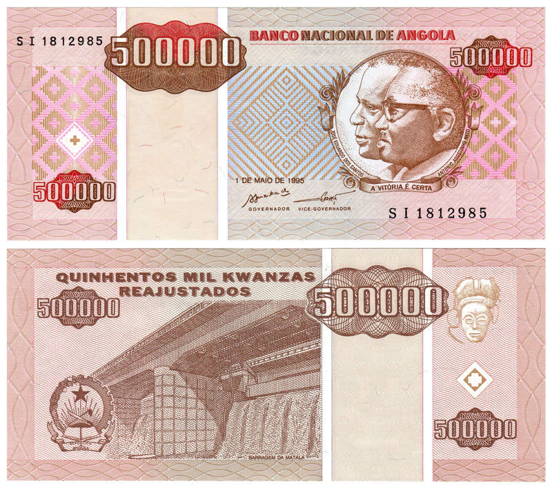 Angola - 500000 (500,000) Kwanzas Reajustados 1995 UNC