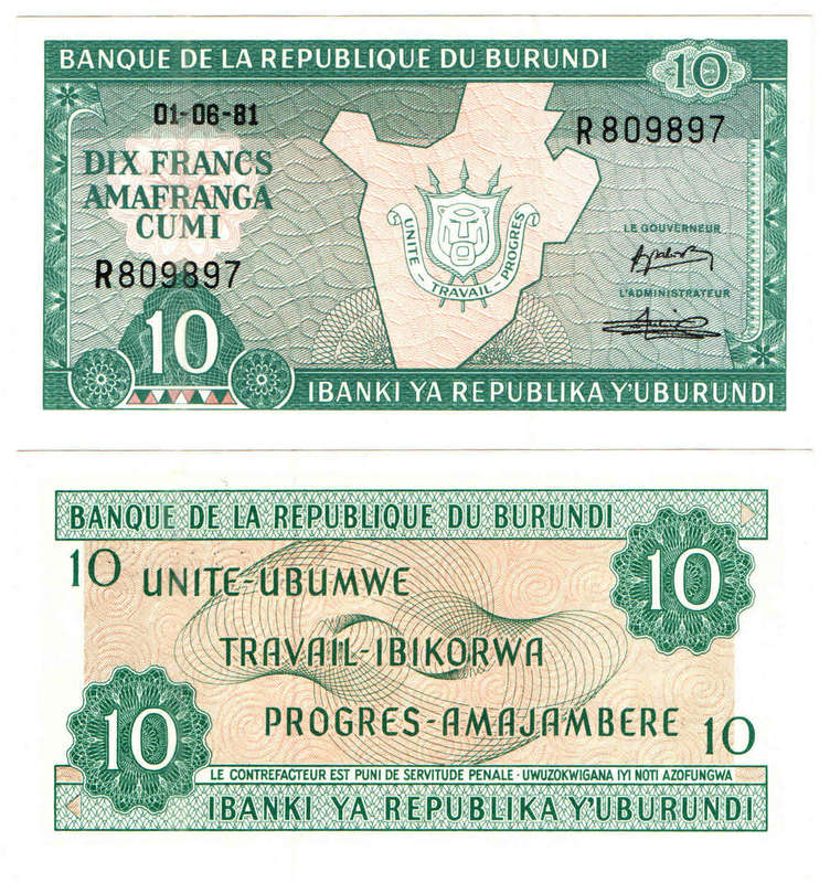 Burundi - 10 Francs 1981 UNC