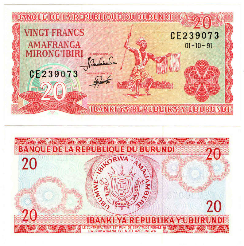 Burundi - 20 Francs 1991 UNC