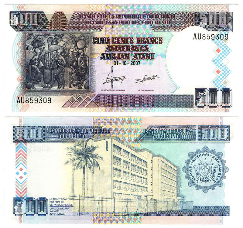 Burundi - 500 Francs 2007 UNC