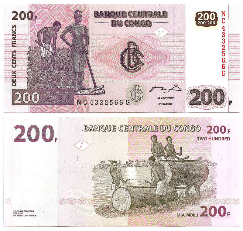 Congo - 200 Francs 2007 UNC