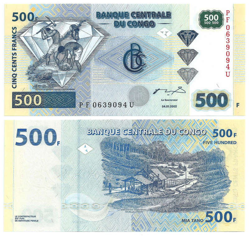 Congo - 500 Francs 2002 UNC