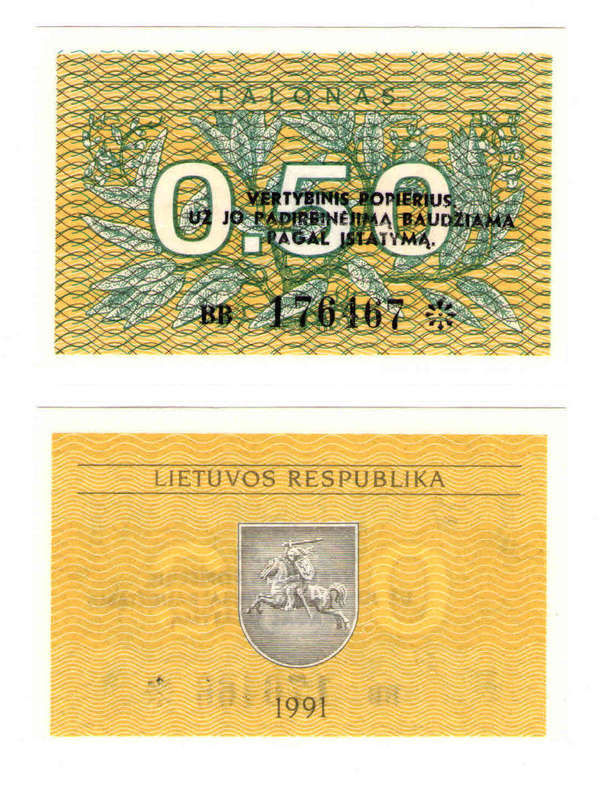 Lithuania - 0.50 Talonas 1991 UNC