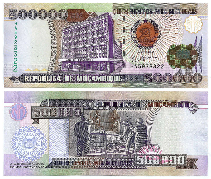 Mozambique - 500000 (500,000) Meticais 2003 UNC