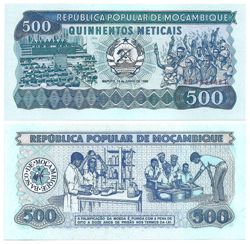 Mozambique - 500 Meticais 1986 UNC
