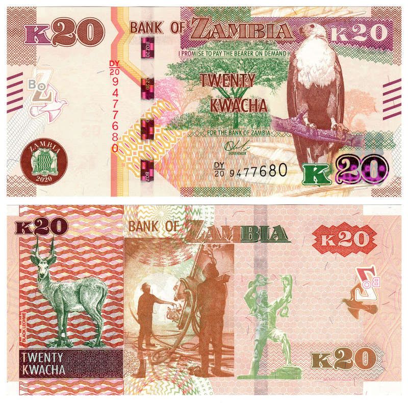 Zambia - 20 Kwacha 2020 UNC