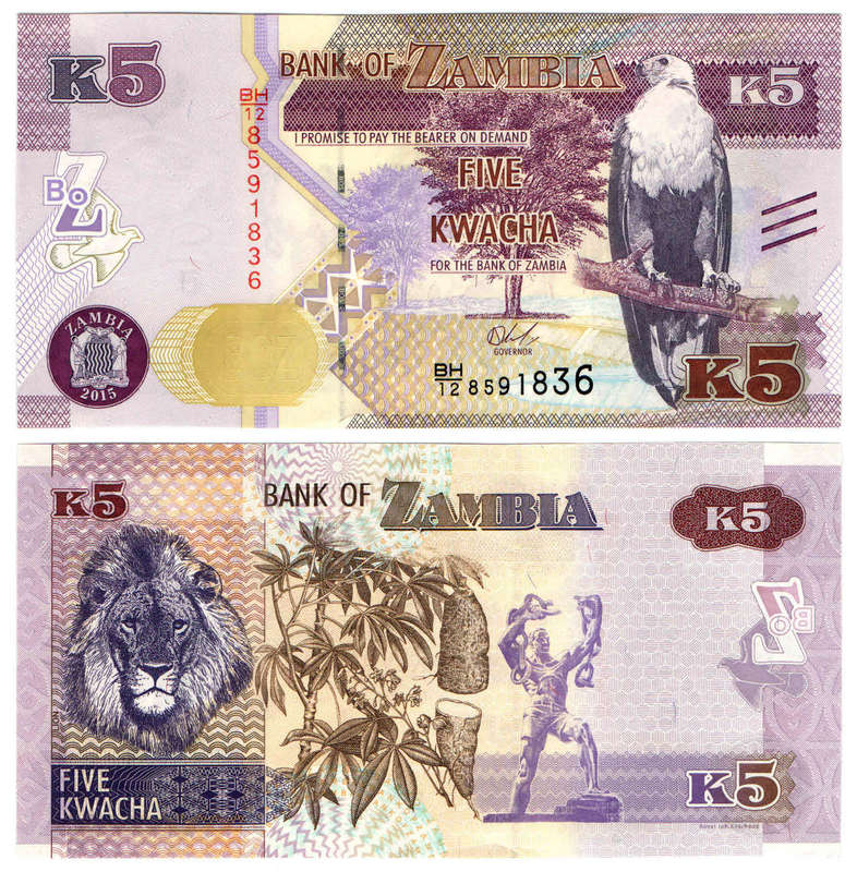 Zambia - 5 Kwacha 2015 UNC (Scarse)