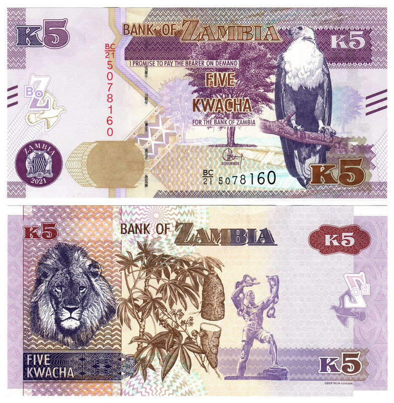 Zambia - 5 Kwacha 2021 UNC