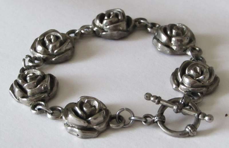 Vintage Silver-Plated Rose Bracelet