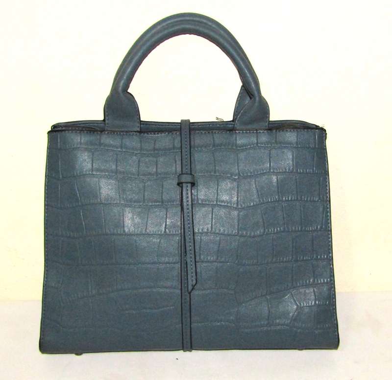 Vintage 'Casablanca' Embossed 100% Real Leather Blue Handbag
