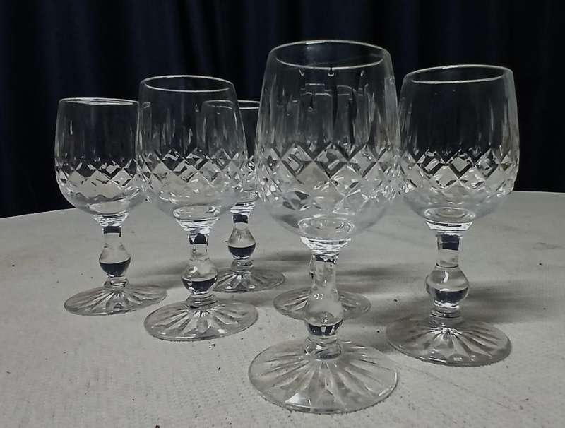 Elegant Set of Six Vintage Webb Corbett Cut Crystal Sherry/Port Glasses - Clifton Collection
