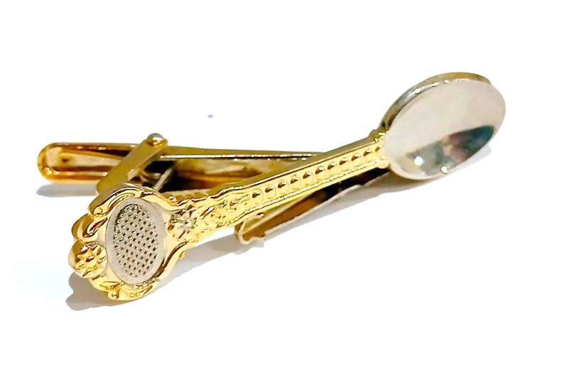 Unique Vintage Two-Tone Spoon Tie Clip - Pristine Condition