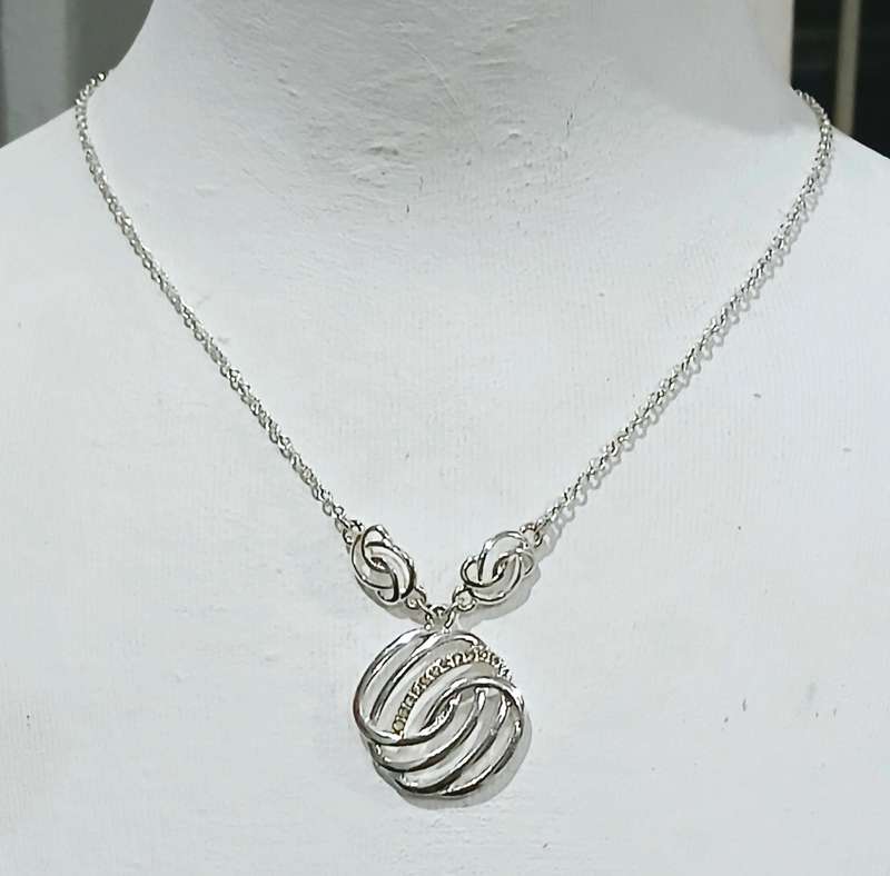 Vintage Signed AVON Art Nouveau Style Silvertone & Crystal Pendant Necklace