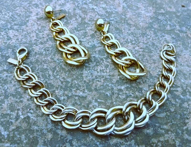 Vintage 1970s Pierre Cardin Gold-Tone Double Link Jewellery Set