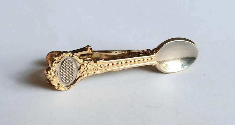 Unique Vintage Two-Tone Spoon Tie Clip - Pristine Condition