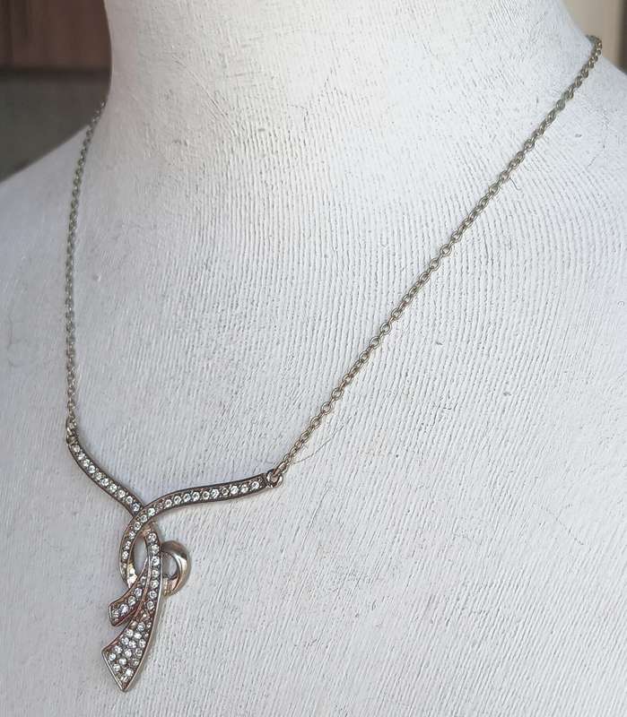 Elegant Vintage Art Deco Style Pave Set Pendant Necklace