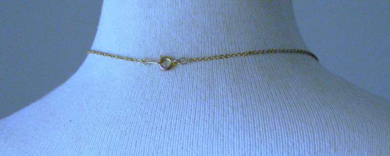 Vintage, Gold Tone Oval Pendant Necklace with Clear and Turquoise Stones