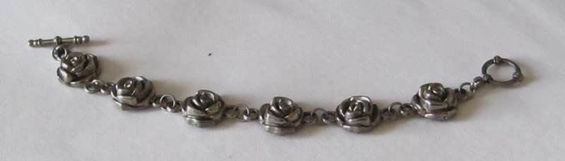 Vintage Silver-Plated Rose Bracelet