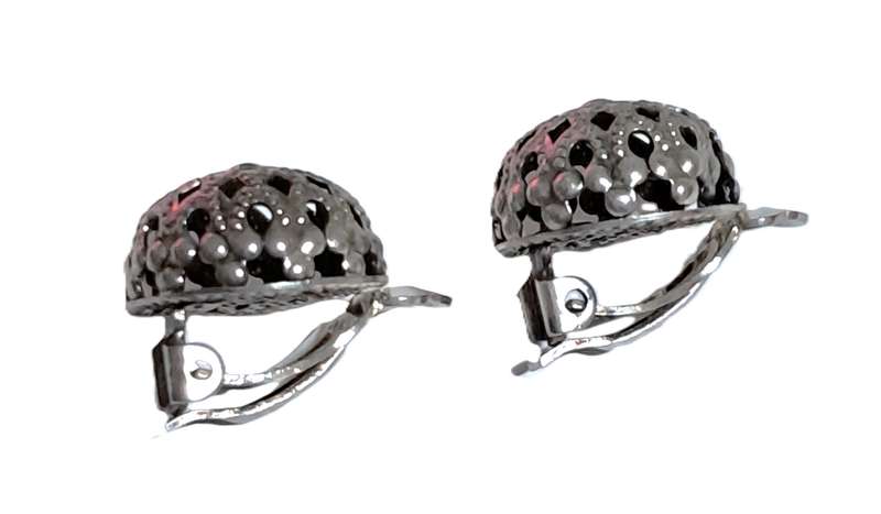 Vintage Silver Tone Filigree Clip-On Earrings