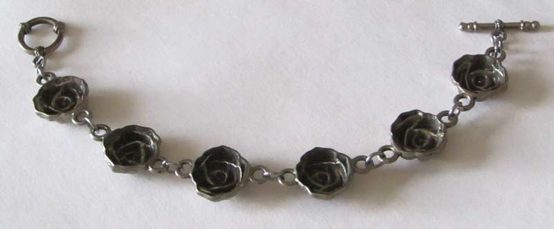 Vintage Silver-Plated Rose Bracelet