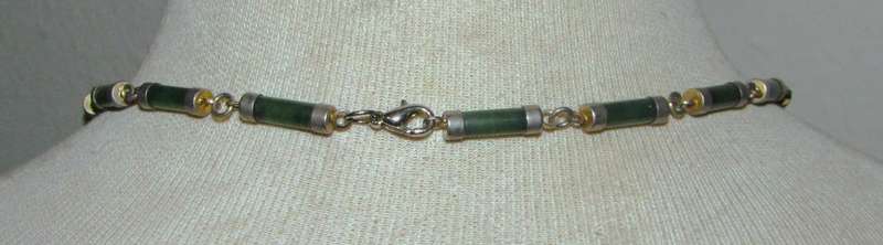 Vintage Tubular Green Jade Necklace