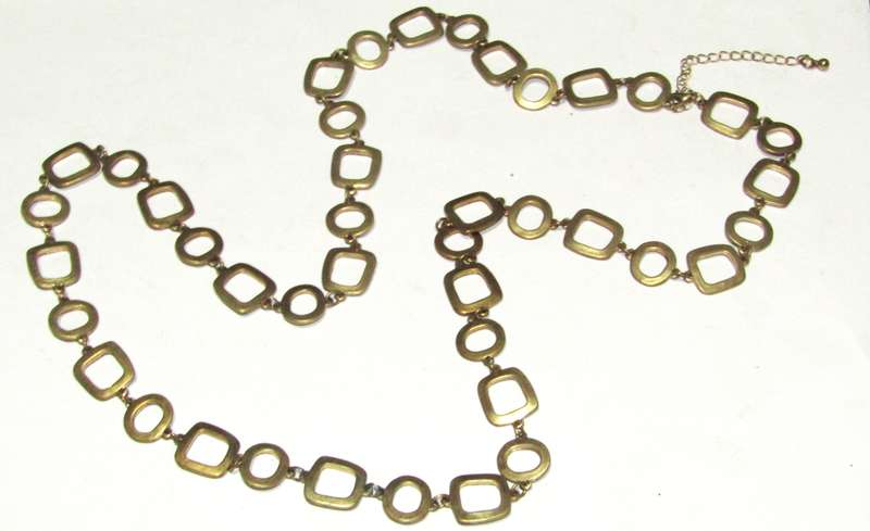 Retro 1970s Gold Tone Geometric Link Necklace