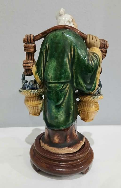 Vintage Chinese Mudman Figurine  Fisherman with Baskets of Crabs | From a Private Estate Collection
