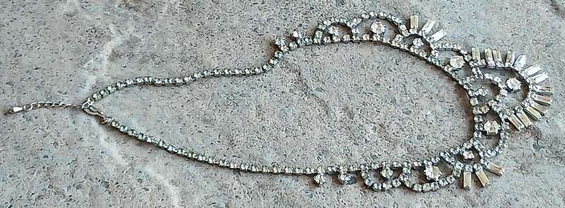 Dazzling Vintage 1950s Silvertone and Rhinestone Statement Necklace  Post-War Glamour