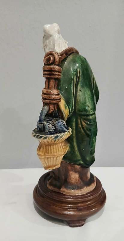 Vintage Chinese Mudman Figurine  Fisherman with Baskets of Crabs | From a Private Estate Collection