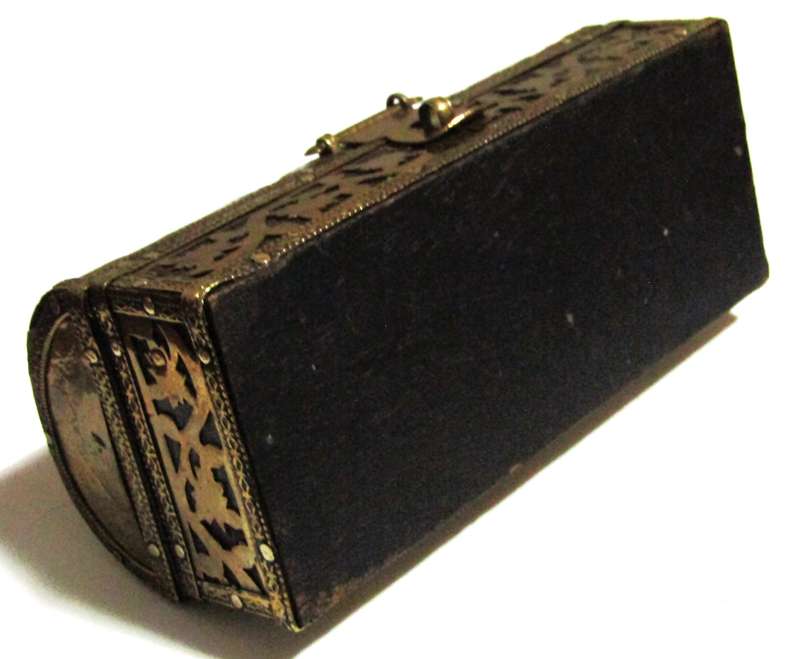 Vintage Decorative Wooden Box with Brass and Copper Inlays