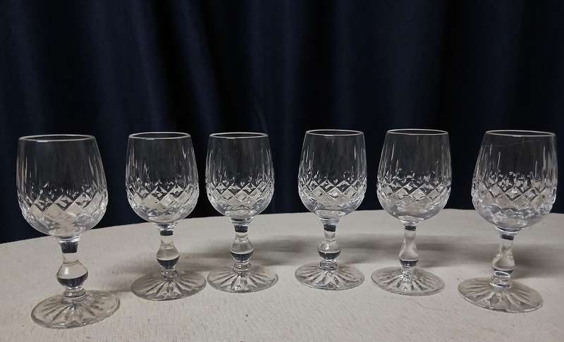 Elegant Set of Six Vintage Webb Corbett Cut Crystal Sherry/Port Glasses - Clifton Collection