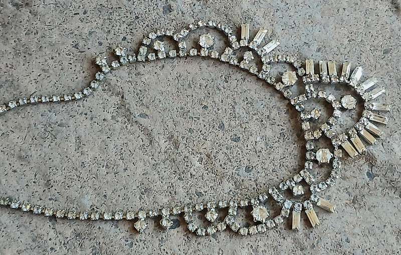 Dazzling Vintage 1950s Silvertone and Rhinestone Statement Necklace  Post-War Glamour