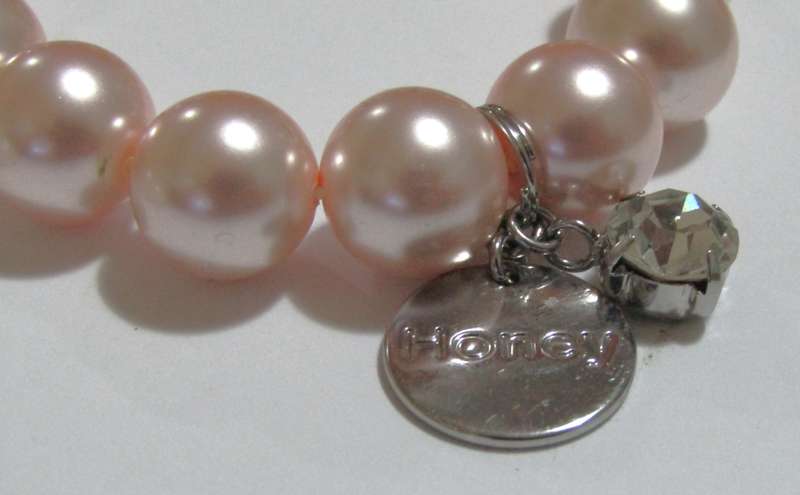 Pair of Vintage Pearl Stretch Bracelets - Natural Freshwater & Faux Pink Pearl with Crystal Charm