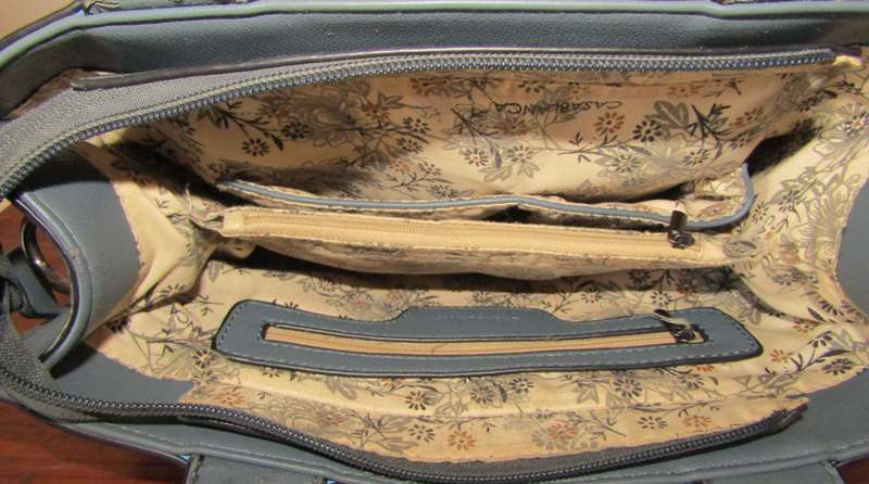 Vintage 'Casablanca' Embossed 100% Real Leather Blue Handbag
