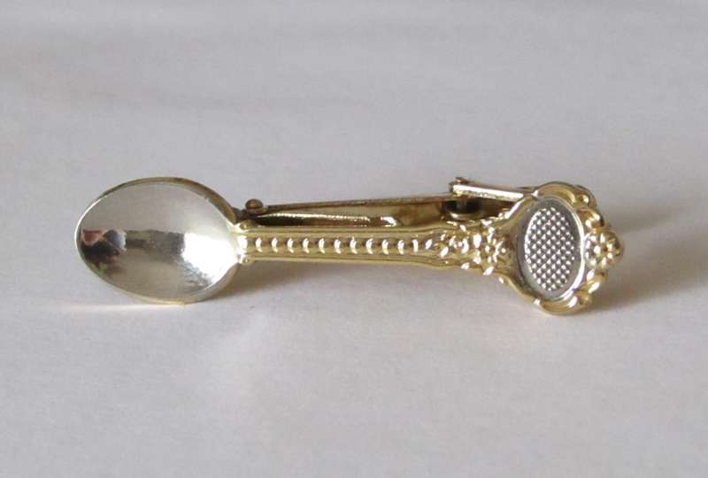 Unique Vintage Two-Tone Spoon Tie Clip - Pristine Condition