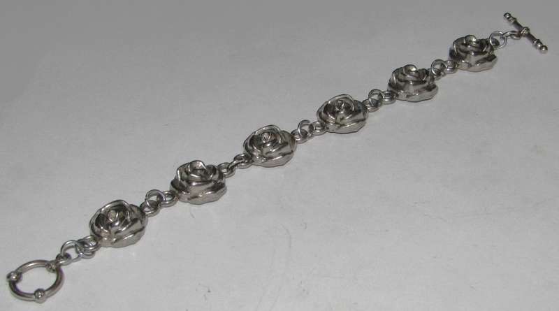 Vintage Silver-Plated Rose Bracelet