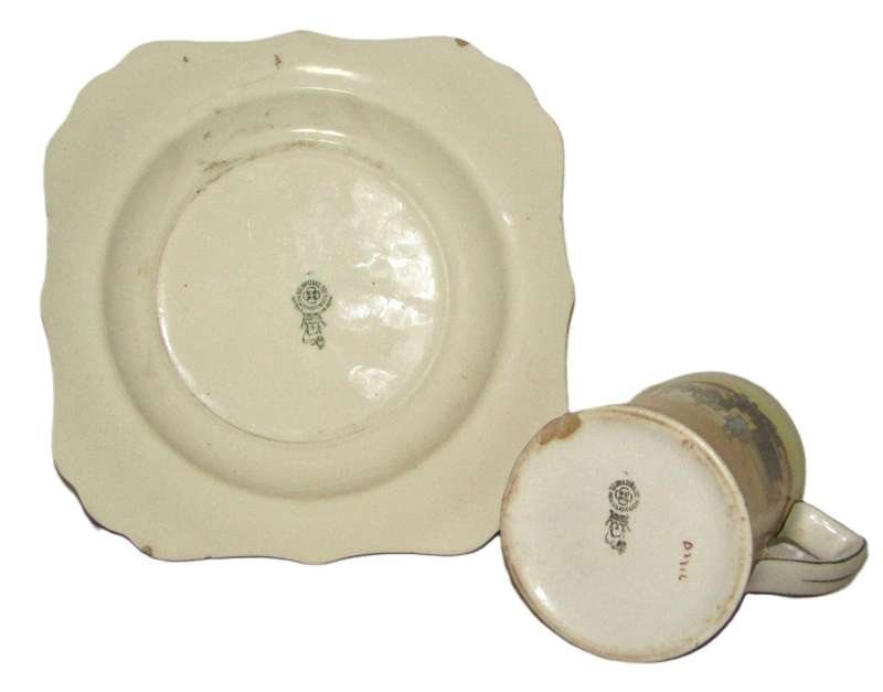 Authentic Royal Doulton 'Old Coaching Days' Plate & Milk Jug Pair c1930