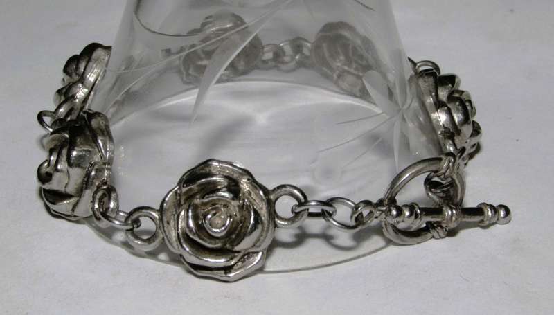 Vintage Silver-Plated Rose Bracelet