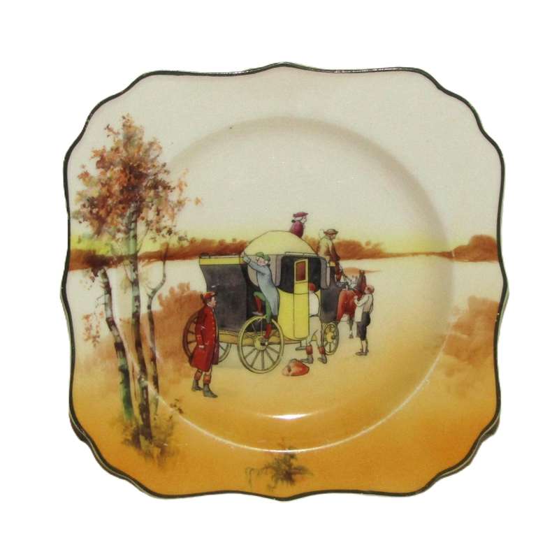 Authentic Royal Doulton 'Old Coaching Days' Plate & Milk Jug Pair c1930