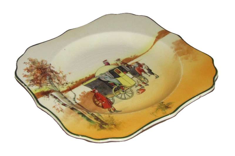Authentic Royal Doulton 'Old Coaching Days' Plate & Milk Jug Pair c1930