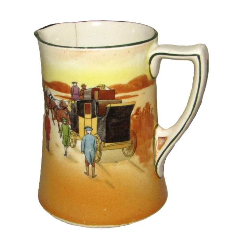 Authentic Royal Doulton 'Old Coaching Days' Plate & Milk Jug Pair c1930