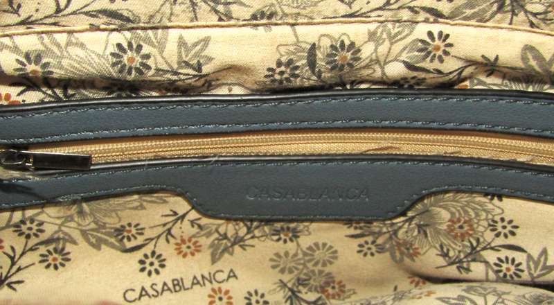 Vintage 'Casablanca' Embossed 100% Real Leather Blue Handbag