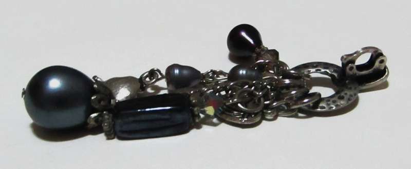 Vintage Silver-Tone and Metallic Gray Beaded Necklace with Removable Pendant