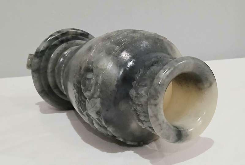 Vintage Hand-Carved Chinese Nephrite Jade Vase with Crane & Floral Motifs | Estate Collection | 18cm