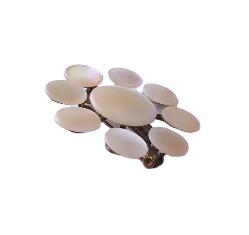 Vintage Natural Mother of Pearl and Brass Brooch Pin