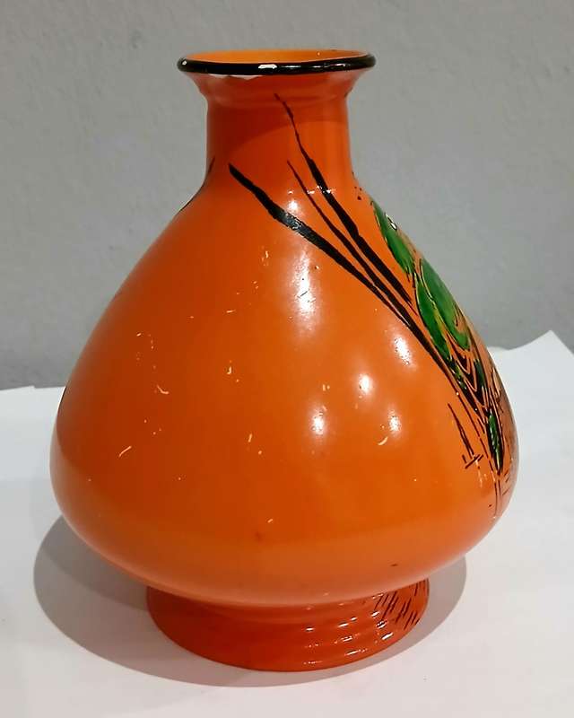 Charming Shelley Art Deco Orange Kingfisher Vase