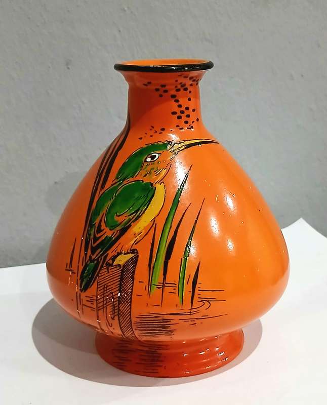 Charming Shelley Art Deco Orange Kingfisher Vase